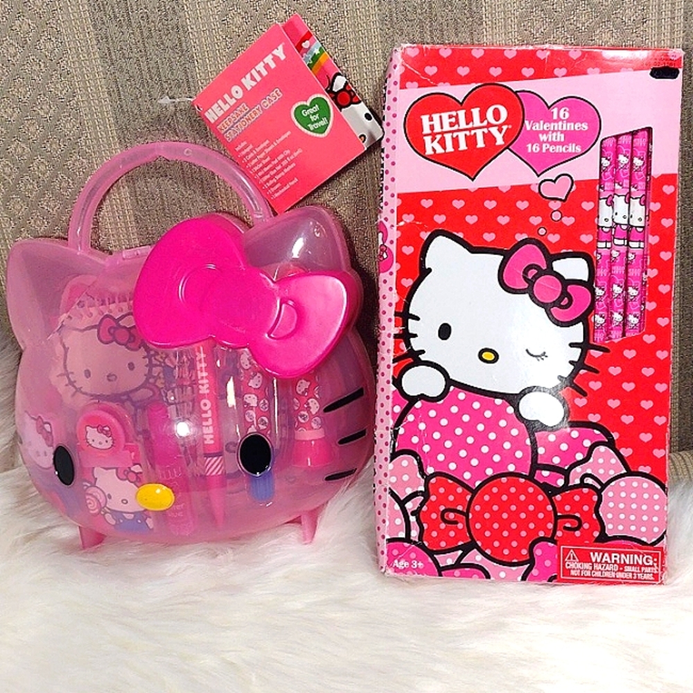 Hello Kitty ❤️ Bundle of Keepsake Stationary Case & Valentine's Pencil & Card
